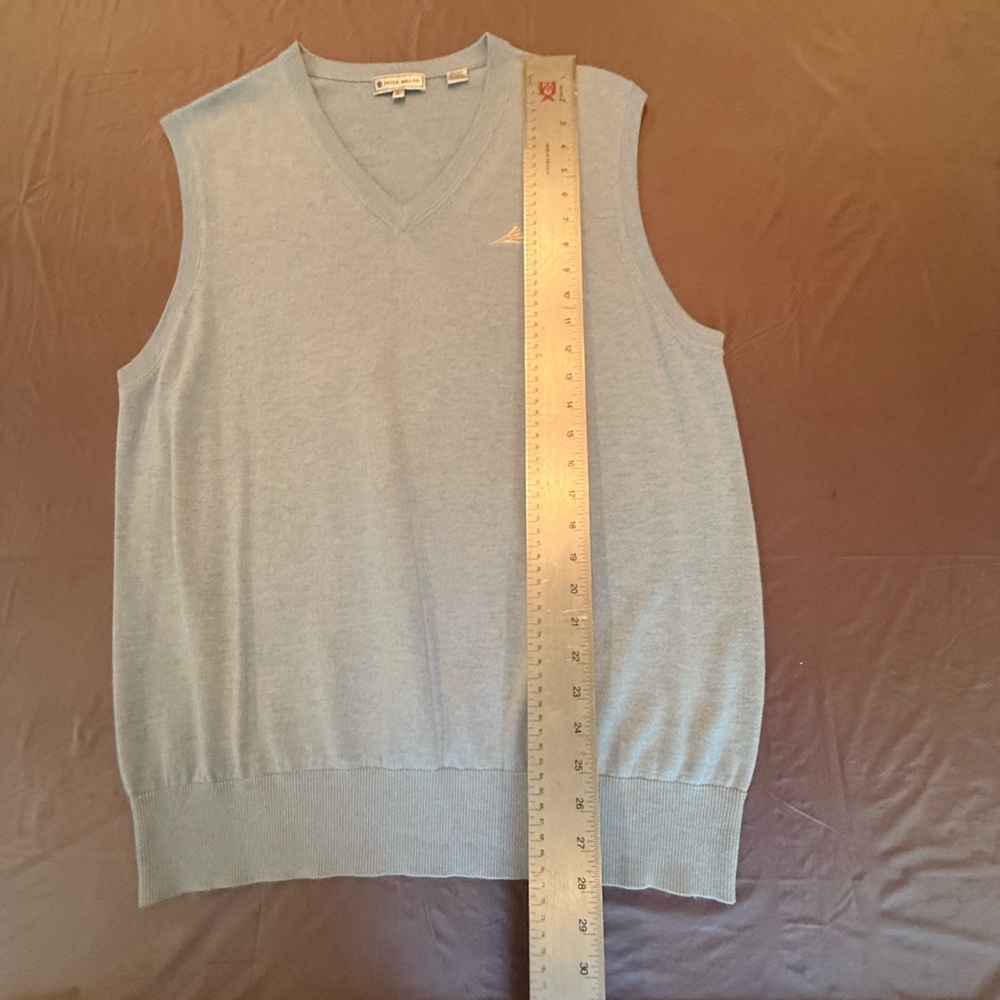NWOT Peter Miller Silk/Cashmere Blue/Grey Golf Sweater Vest Large MSRP $225 - Picture 6 of 8